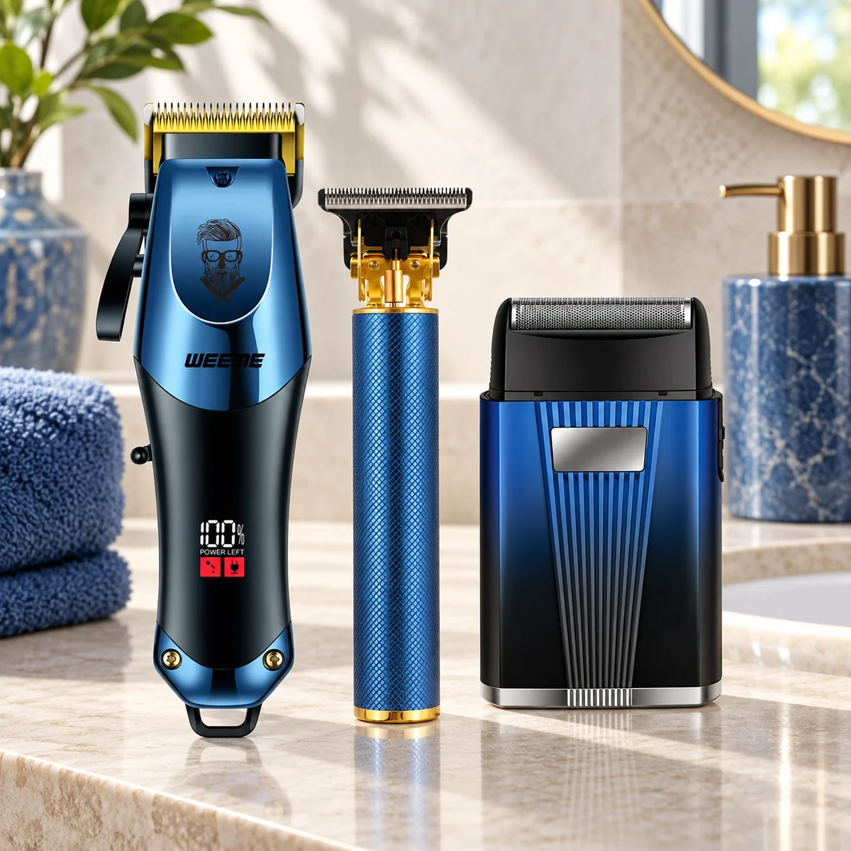 810 · 3-piece set — Blue 810 three-device set on display