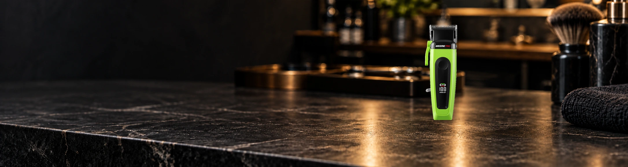 WEEME 8068 clipper standing on a barbershop counter